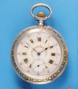 Sehr große Aureole FAC Silbertaschenuhr