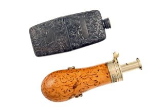 A Scarce Pistol Flask and Shooting Powder Flask