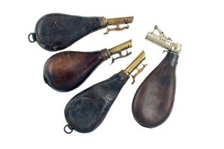 Four Leather Shot Flasks