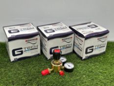 3no. Boxed & Unused G Tech Single Stage 2 Gauge Acetylene Regulators