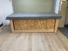 Bespoke Timber Frame Workbench with 5 x OSB Sliding Doors to Front 2440 x 1220 x 865(h)mm. Location: