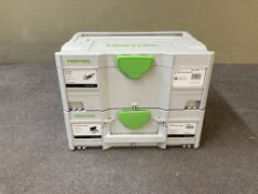 Festool Domino DF500 Joining Machine with Festool SORT_SYS M137 Domino Assorted Joining Pieces.