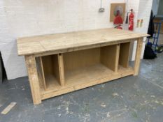 Bespoke Timber Frame Workbench with Storage Under 2440 x 1220 x 900(h)mm. Location: Tunbridge Wells.