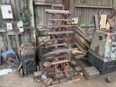 Steel Rack, To Include; Quantity of Scrap Metal Offcuts, Rack Approx. 2050mm h x 310mm w, Note:
