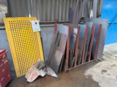 Steel Rack, To Include; Quantity of Sheet Steel, Checker Plate Offcuts, Note: Collection must be