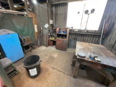 Contents of Welding Bay, To Include; Steel Workbench, Cabinets, Tooling, Hardware Welding Screens,