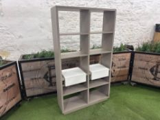 MARLOW SKU513-131-NSP 5-Tier 10-Sectioned Bookcase In Stone With 2no. White Drawers 1010 x 335 x