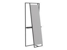 Boxed & Unused FEDERICO SKU118-673 Floor Standing Mirror & Valet In Black Stained Oak With Black