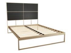 Boxed & Unused FEDERICO SKU118-506 Double Bed & Headboard, Brass Framed & Black Stained Oak