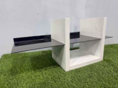 Boxed & Unused ALBERTO SKU119-258 2-Tier Wall Shelf Unit In White With Dark Chrome Accent 700 x