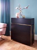 Boxed & Unused FEDERICO SKU118-590 4-Drawer Chest Unit In Black Stained Oak With Brass Frame 930 x