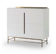 Boxed & Unused ALBERTO SKU119-208 Double Door High Sideboard In White With Brass Accent 1100 x 423 x