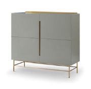 Boxed & Unused ALBERTO SKU119-208 Double Door High Sideboard In Grey With Brass Accent 1100 x 423