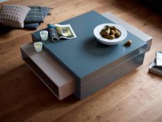 SAVOYE SKU413-123 Square Coffee Table In Graphite With Stone Aperture 900 x 900 x 350mm, RRP: £534.