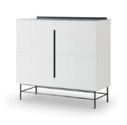 Boxed & Unused ALBERTO SKU119-210 Double Door High Sideboard In White With Dark Chrome Accent 1100 x