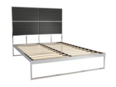 Boxed & Unused FEDERICO SKU118-510 Double Bed & Headboard, Polished Frame & Black Stained Oak