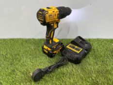 DeWalt DCD778 Cordless Compact Hammer Drill with Battery; 18V & DeWalt DCB105 Battery Charger; 230V