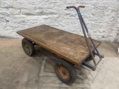 Metal Framed Timber Topped Flatbed Trolley 1650 x 770 x 1100mm
