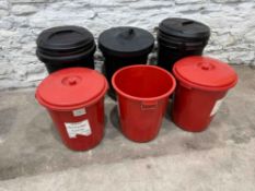 6no. Various Bins, With 5no. Lids