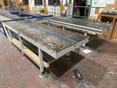 Bespoke 3-Part Steel Framed Assembly Table with Integrated Rollers, Overall Measurements: 880mm h