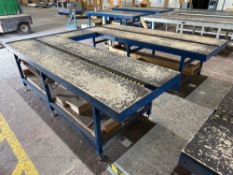 Bespoke 3-Part Steel Framed Assembly Table with Integrated Rollers, Overall Measurements: 880mm h
