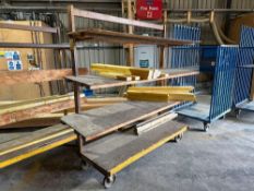 4-Tier Mobile Steel Framed Rack with Removable Timber Shelf Inserts, Approx. 2180mm h x 2120mm w x