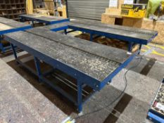 Bespoke 3-Part Steel Framed Assembly Table with Integrated Rollers, Overall Measurements: 880mm h