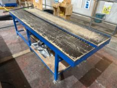 Bespoke Steel Framed Assembly Table with Integrated Rollers, Overall Measurements: 860mm h x