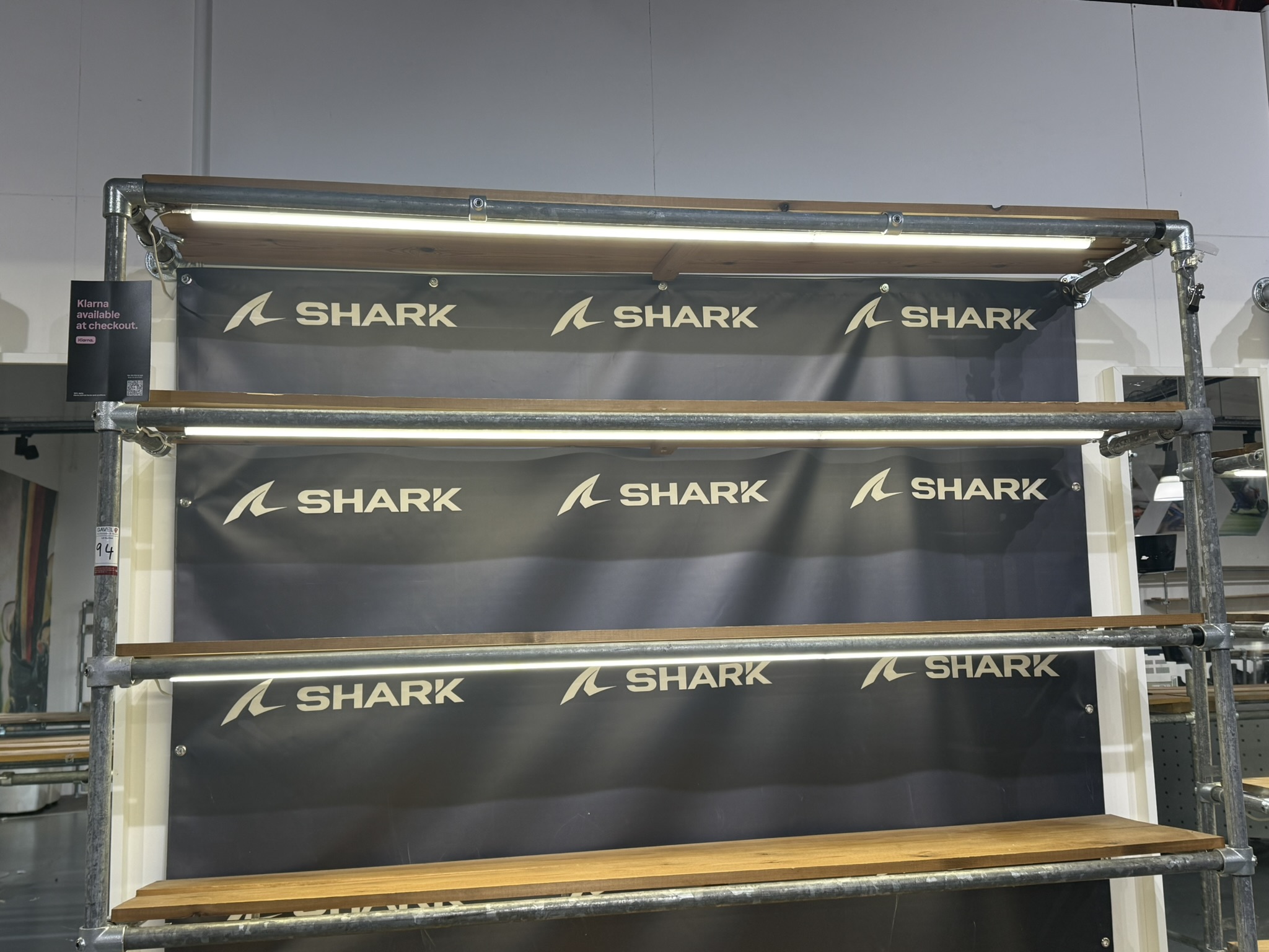 Timber Displays Steel Framed Timber Topped 6-Tier Display Stand With Lights 2200 x 480 ...