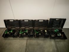 (4) Hitachi cordless drills in carry cases