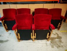 (3) Sets of two seat red velvet vintage cinema seats