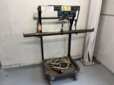 Bespoke steel frame lifting gantry with silverline 200kg electric hoist