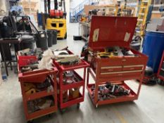 Steel 3 drawer tool trolley with 2 steel 3 tier work trolleys