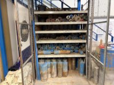 Contents of 4 shelves to include misc tools saw blades and drilling accessories