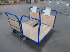 (2) Flatbed metal four wheeled trollies, Lx 1200mm