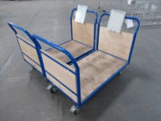 (2) Flatbed metal four wheeled trollies, Lx 1200mm