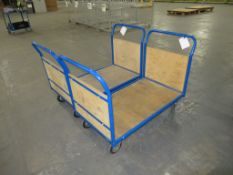 (2) Flatbed metal four wheeled trollies, Lx 1200mm