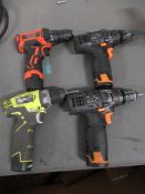 (4) Cordless screwdrivers with batteries