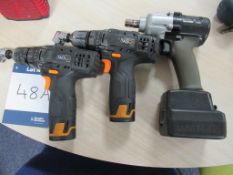 Panasonic cordless impact wrench & (2) RoHS PCD03B cordless drill drivers