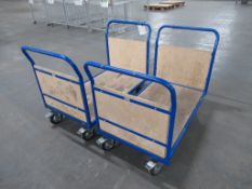 (2) Flatbed metal four wheeled trollies, Lx 1200mm