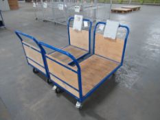 (2) Flatbed metal four wheeled trollies, Lx 1200mm