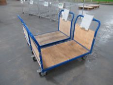(2) Flatbed metal four wheeled trollies, Lx 1200mm