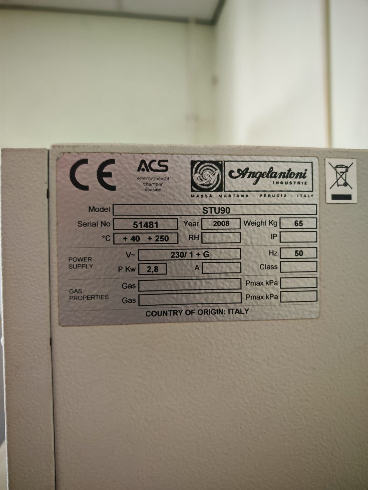 (2008) Angelantoni STU90 climatic chamber with Hanna test meters - Image 9 of 9