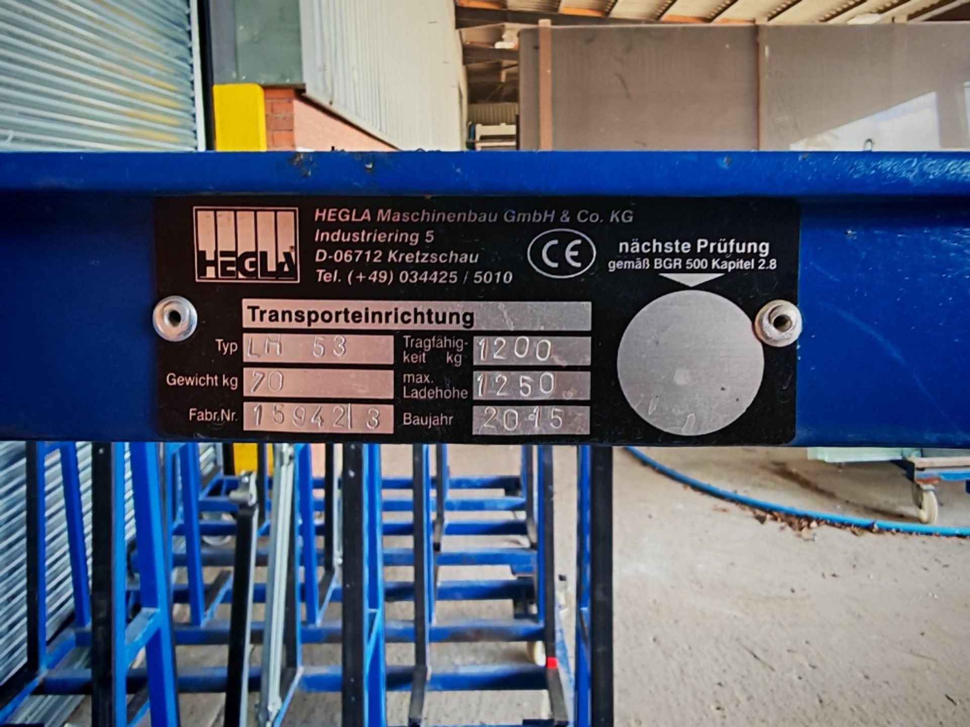 (4) Hegla LH53 mobile A-frame glass trolleys with securing attachment arms - Image 10 of 14
