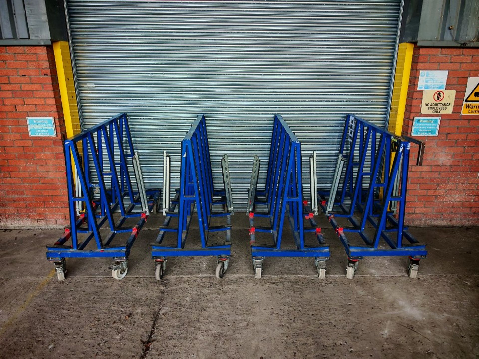 (4) Hegla TL110 mobile A-frame glass trolleys with securing attachment arms - Image 7 of 16