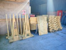 Quantity of new and partially built wooden stillages