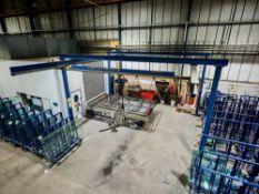Overhead crane and gantry system with hoist and glass vacuum lifter to include: