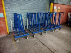 (4) Hegla TL110 mobile A-frame glass trolleys with securing attachment arms