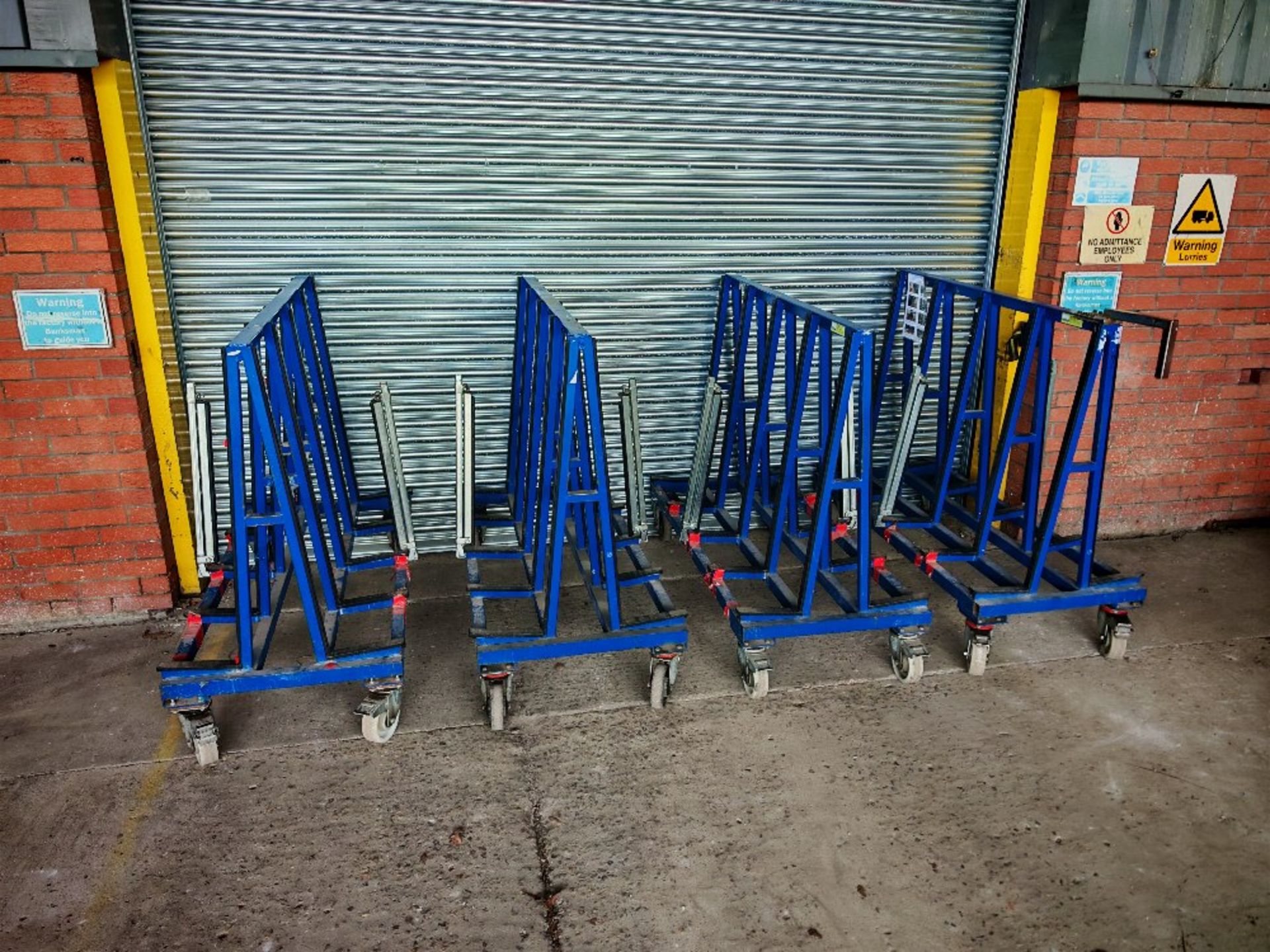 (4) Hegla TL110 mobile A-frame glass trolleys with securing attachment arms - Image 6 of 16