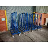 (4) Hegla LH54 mobile A-frame glass trolleys with securing attachment arms
